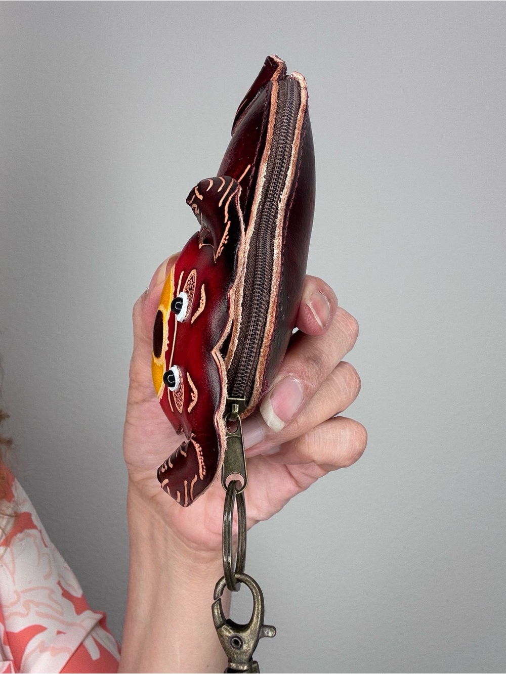 Dog handmade leather coin purse - Picture 6 of 10